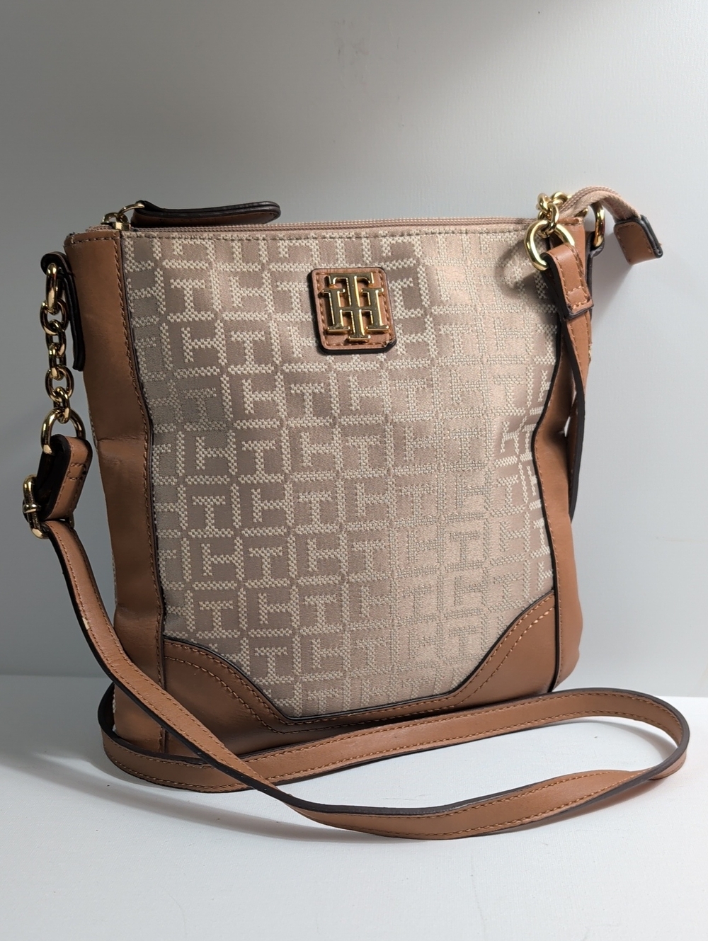 Tommy Hilfiger Monogram Canvas & Leather Crossbody Bag